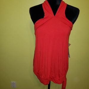 NINE WEST HALTER TOP, RED, LARGE, NWT